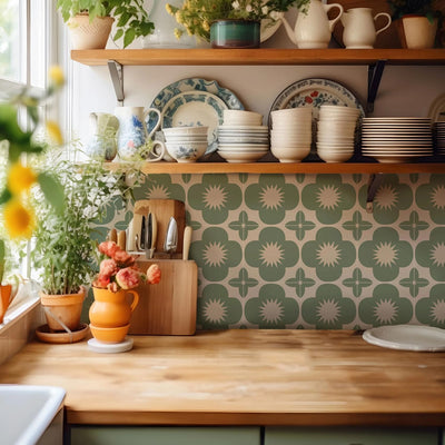 Adhesivo vintage impermeable para azulejos baño cocina 7.87x7.87pulg