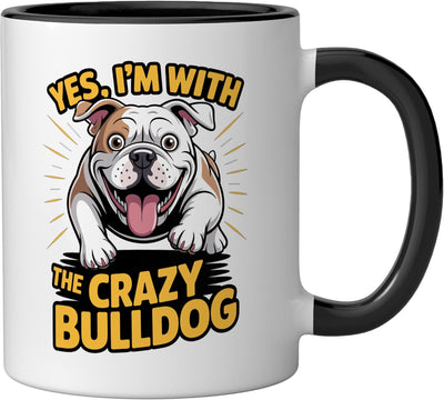 Taza de cerámica perro bulldog cartoon negro/blanco