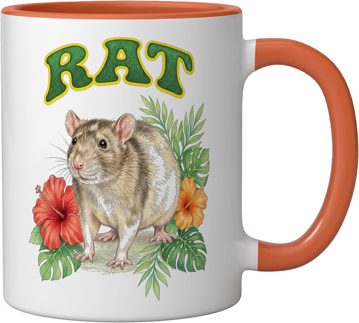 Taza Cerámica Ratón Floral Boho Orange/Blanco