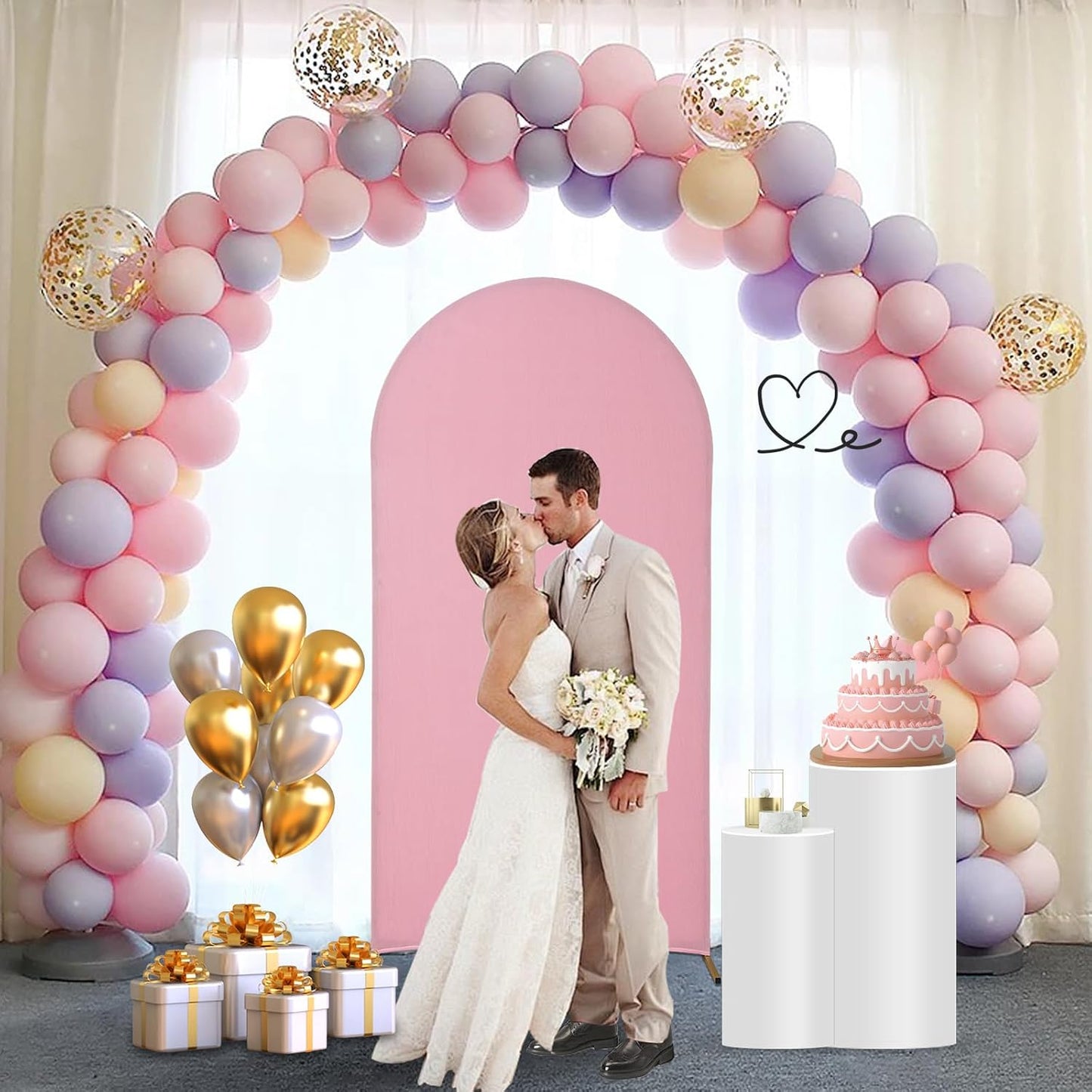 3 Pzas Soporte Arco Boda Metal Cubierta Globos