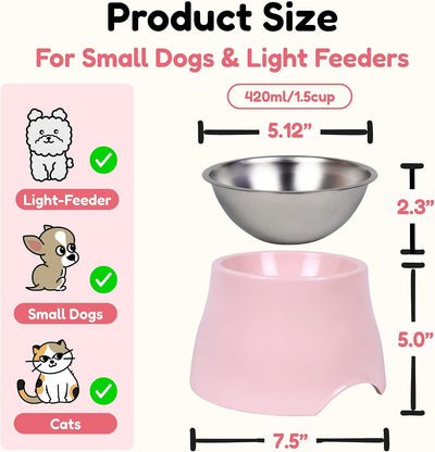 Tazón elevado perros orejas largas melamina acero inox rosa