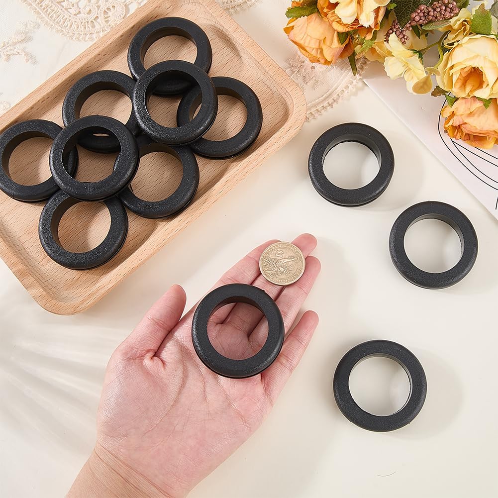 12 Pzas Anillos de Goma Negro 1.4pulg para Cables Automotriz