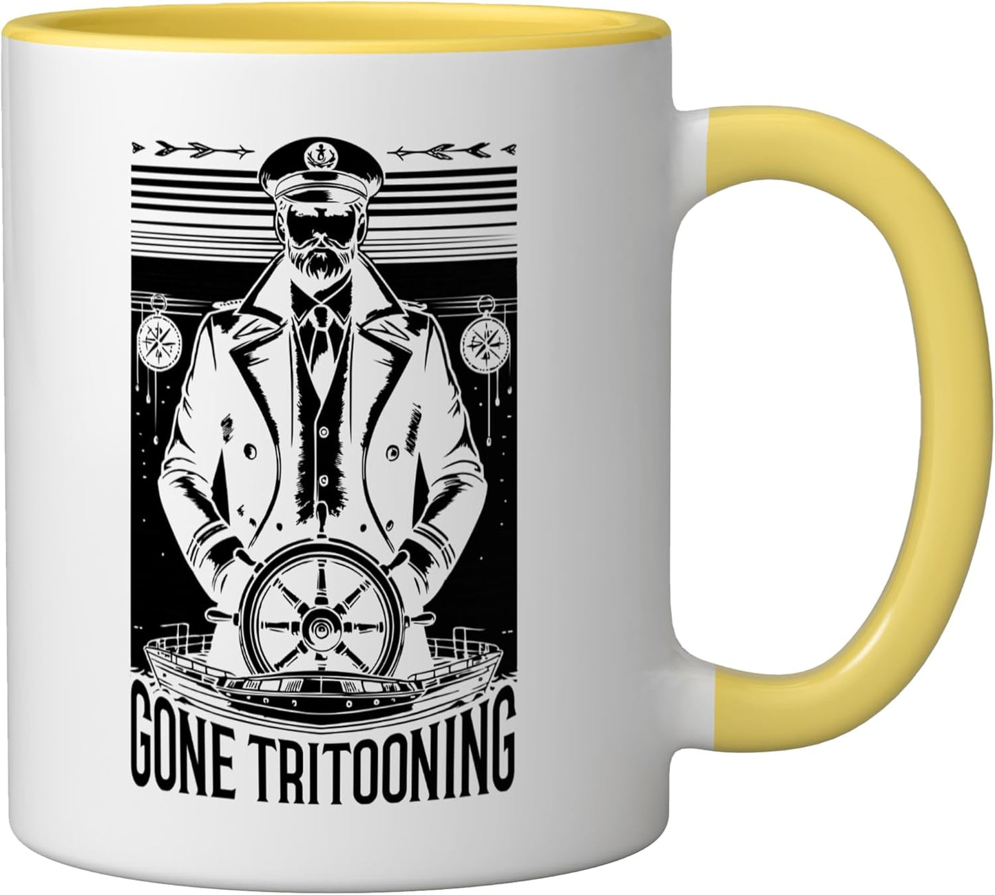 Taza Cerámica para Barco Tritoon Capitán Amarillo/Blanco