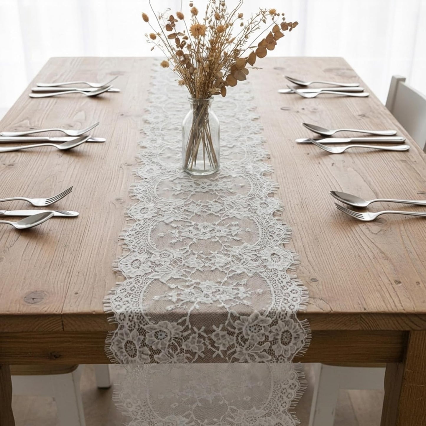 Mantel encaje blanco tul 14x118pulg decoración hogar boda