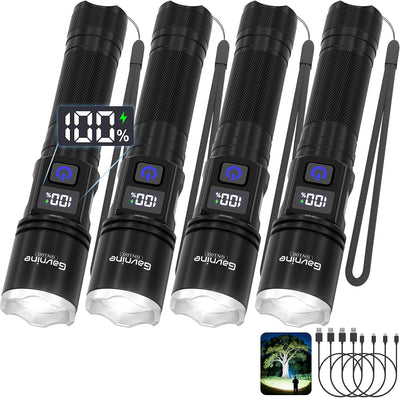 4 Linternas LED Recargables 5 Modos LCD Hogar Campamento