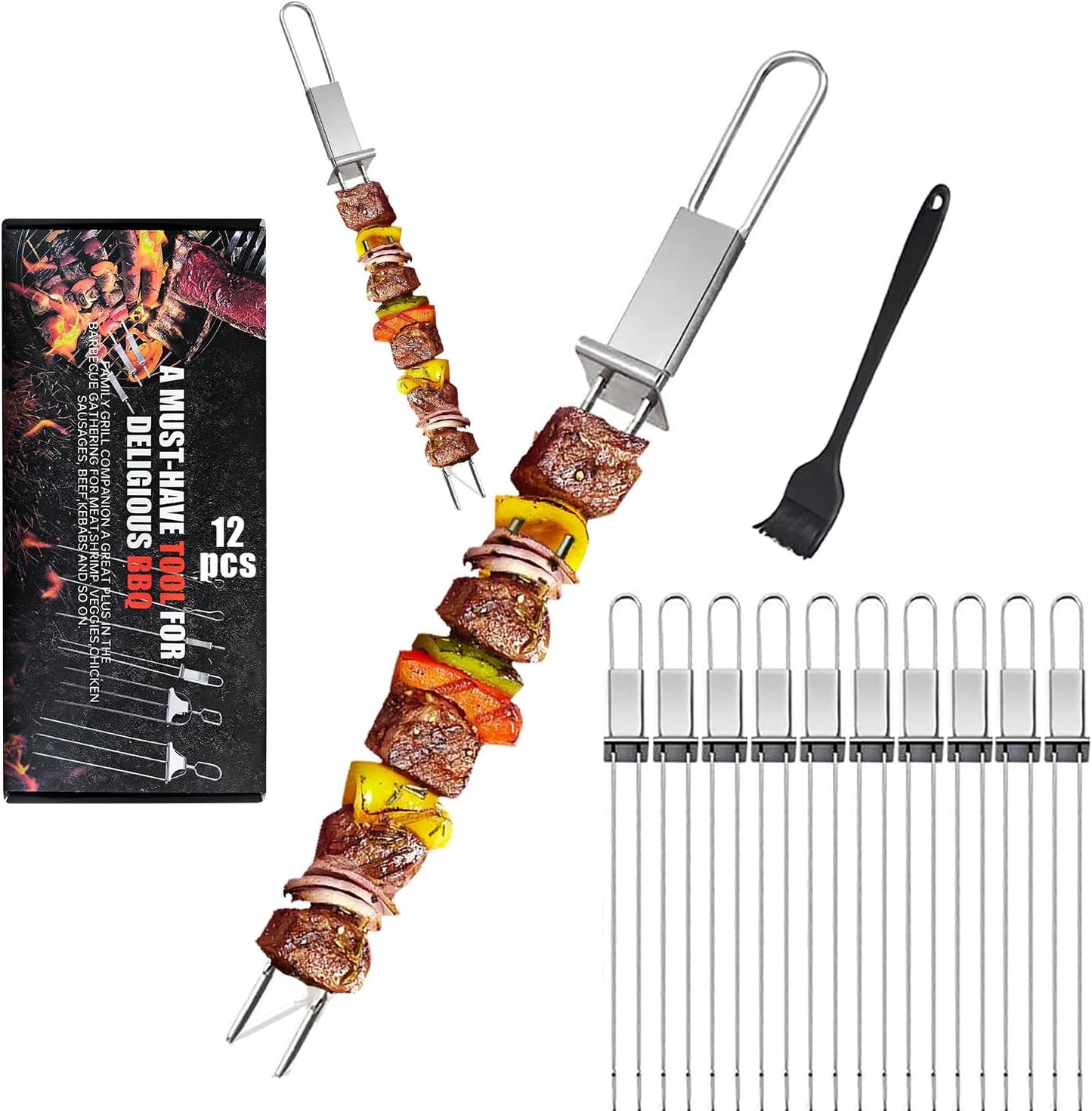 Brochetas Kabob 13pulg acero inox 12 Pzas