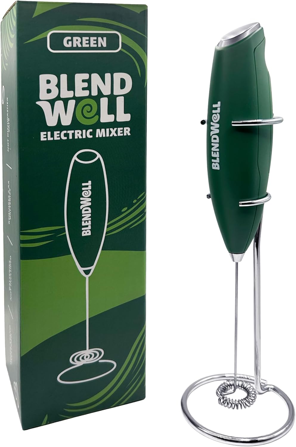 Espumador de leche eléctrico BlendWell para café y matcha con soporte