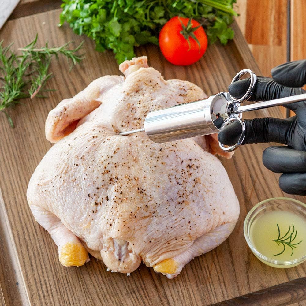 Kit inyector carne acero inox 2oz 3 agujas cepillos