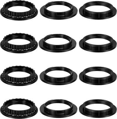 Pack 12 Anillos E26/E27 Retención Negro 1.46/1.49pulg