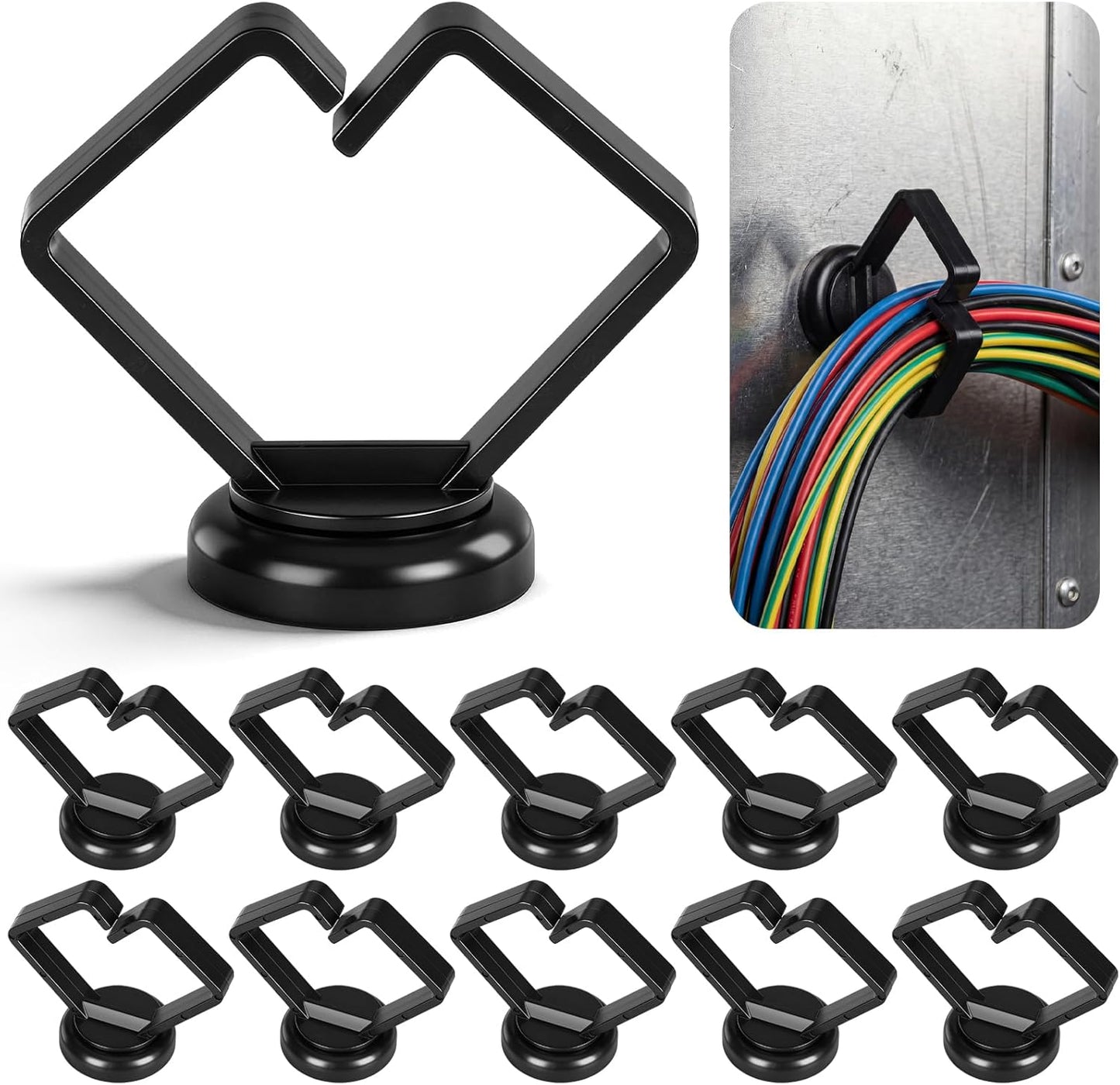 10 Pzas Soporte Magnético para Cable con Cremallera Hogar Oficina