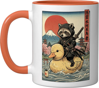 Taza cerámica retro Japonesa pato gigante naranja/blanco