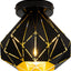Lámpara techo estilo industrial E26 negro mate con interior dorado