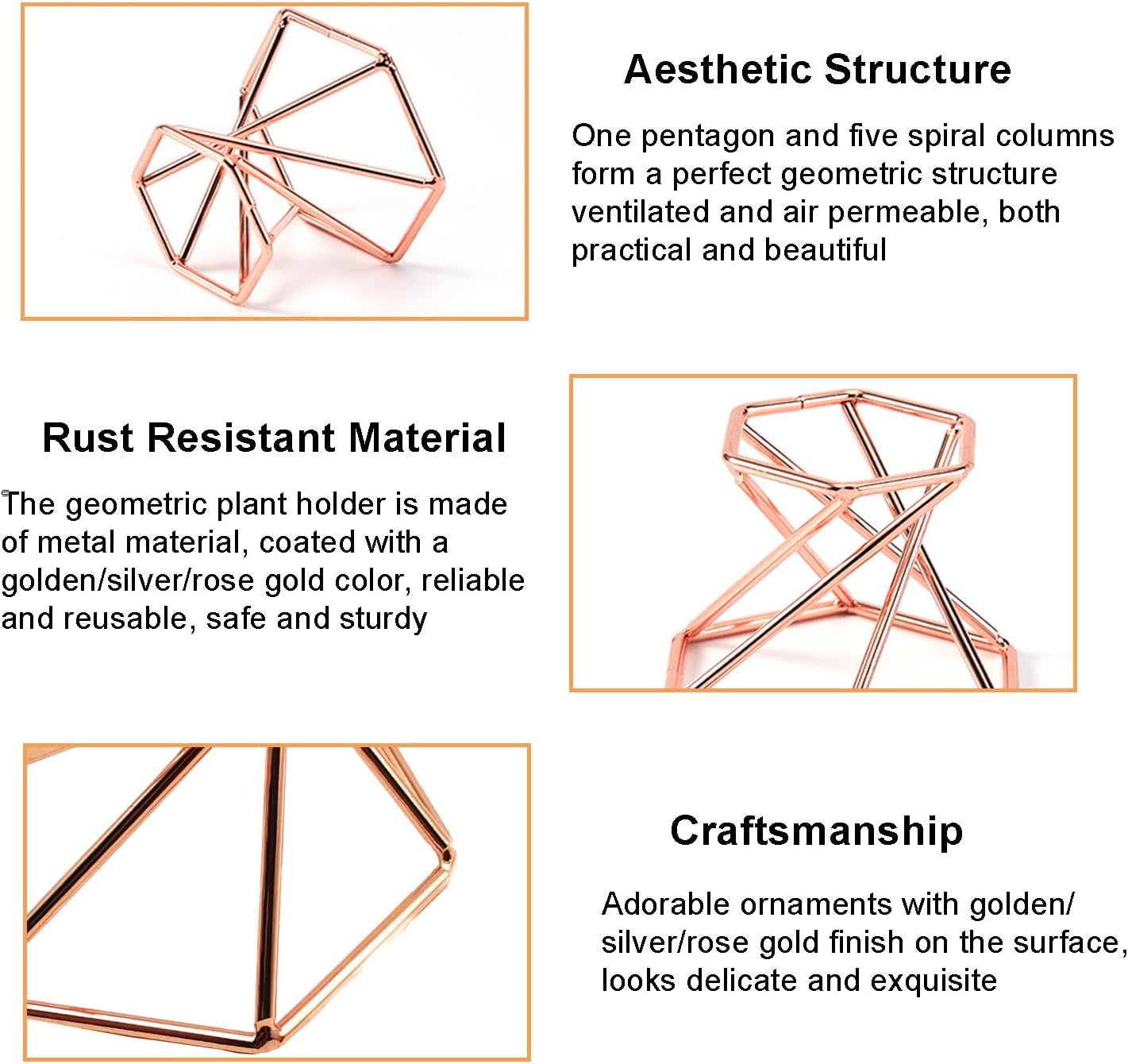 Soporte geométrico para plantas aire 6 pzas metal