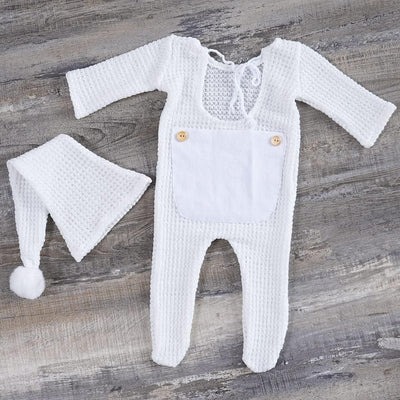 Conjunto sombrero bebé para fotos crema