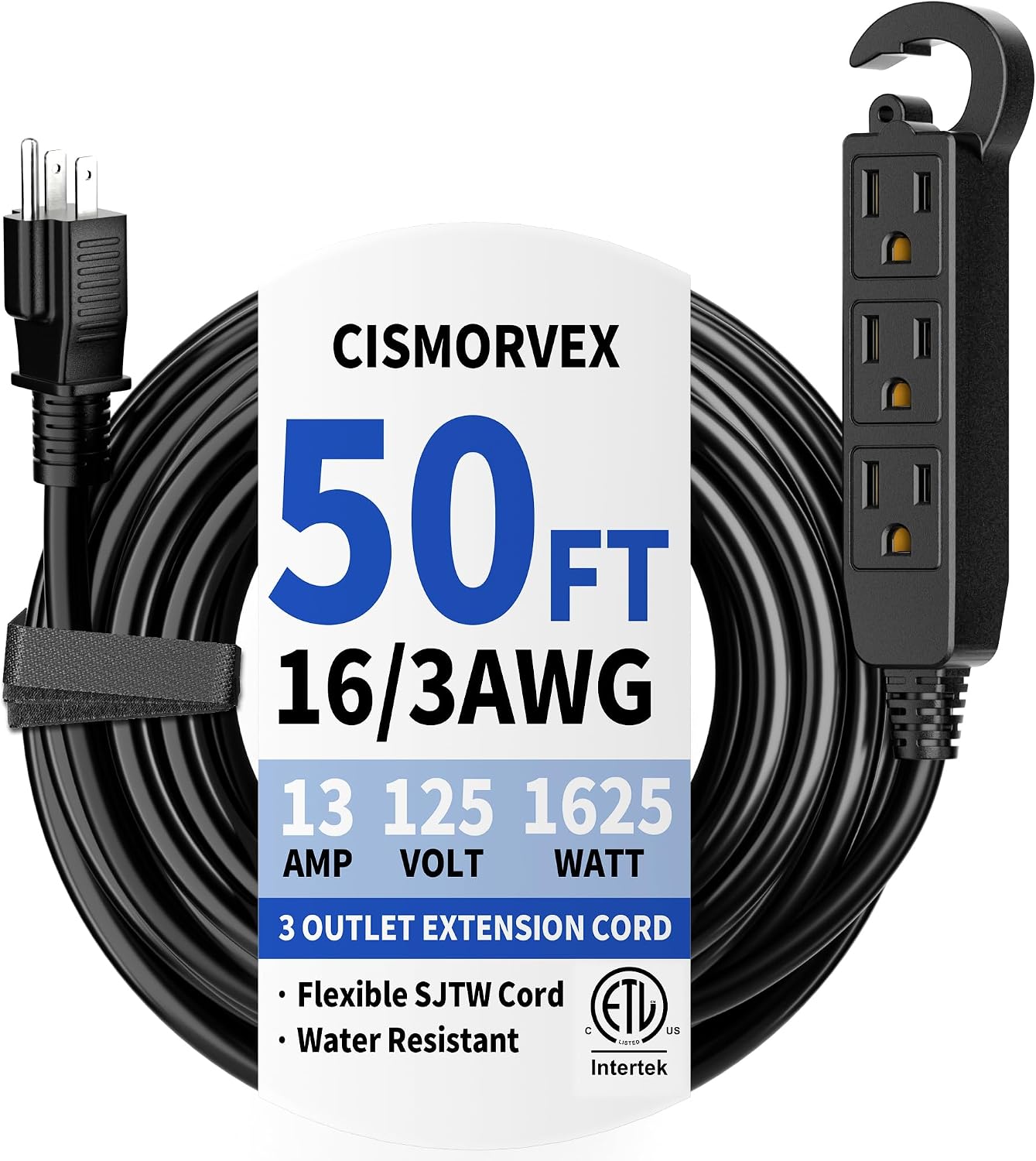 Cable extensión exterior 50ft 3 tomas impermeable