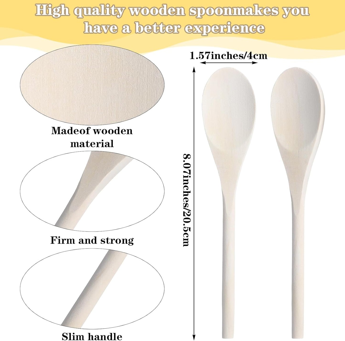 40 cucharas de madera para cocinar y manualidades