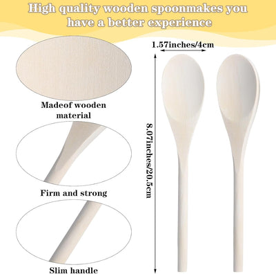 40 cucharas de madera para cocinar y manualidades