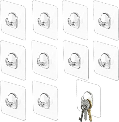 10 Ganchos Adhesivos Transparentes Impermeables para Ducha