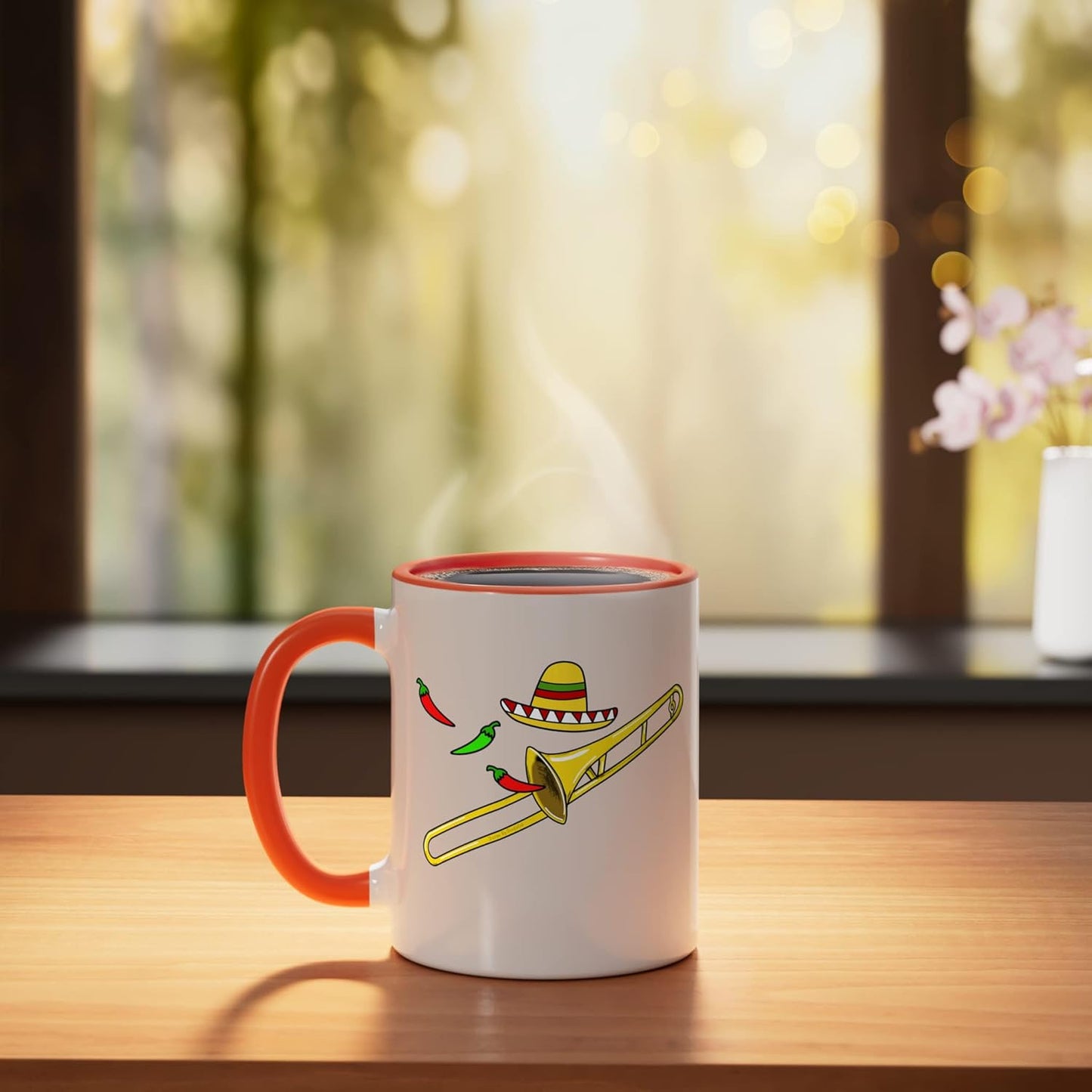 Taza de cerámica para trombón mexicano Cinco de Mayo color naranja/blanco