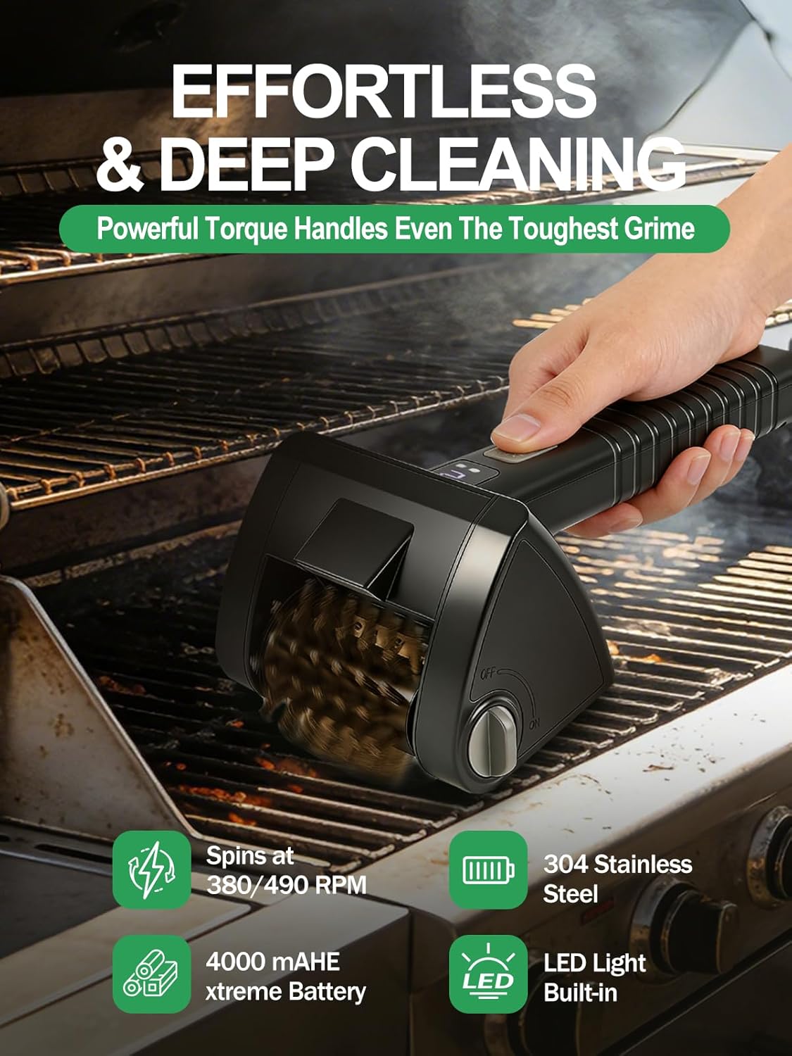 Cepillo eléctrico giratorio para parrilla acero inox 304