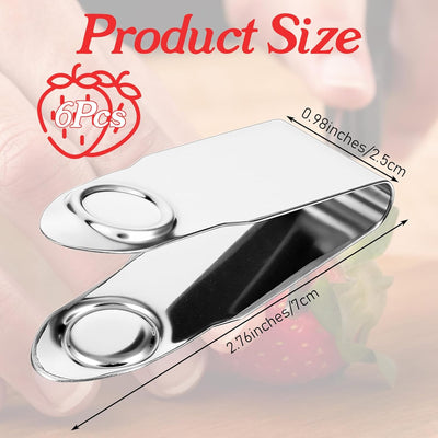 6 Pzas Removedor Tallo Fresa Acero Inox Plata