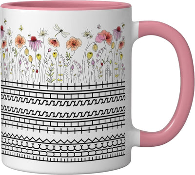 Taza de café con mensaje oculto para coworkers humorístico rosa/blanco