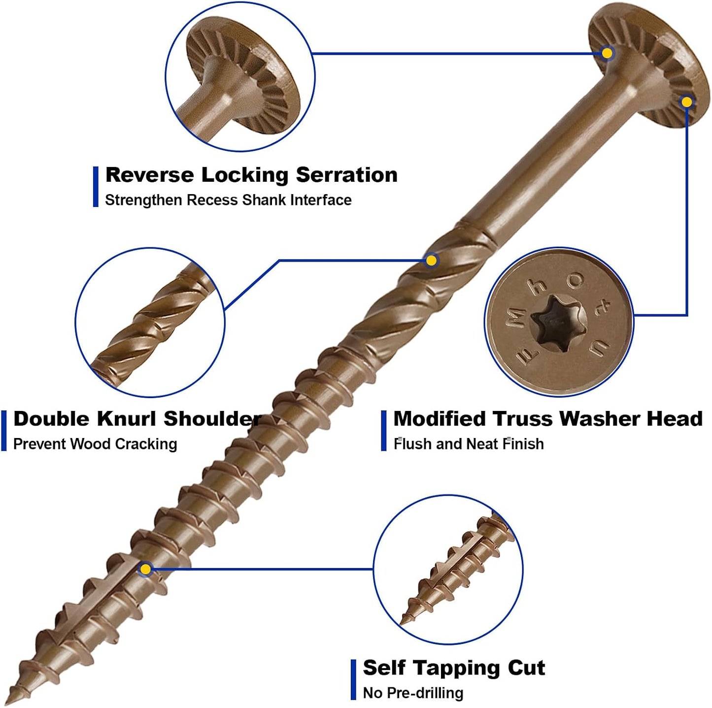 Tornillos estructura madera #14x6pulg resistencia corrosión