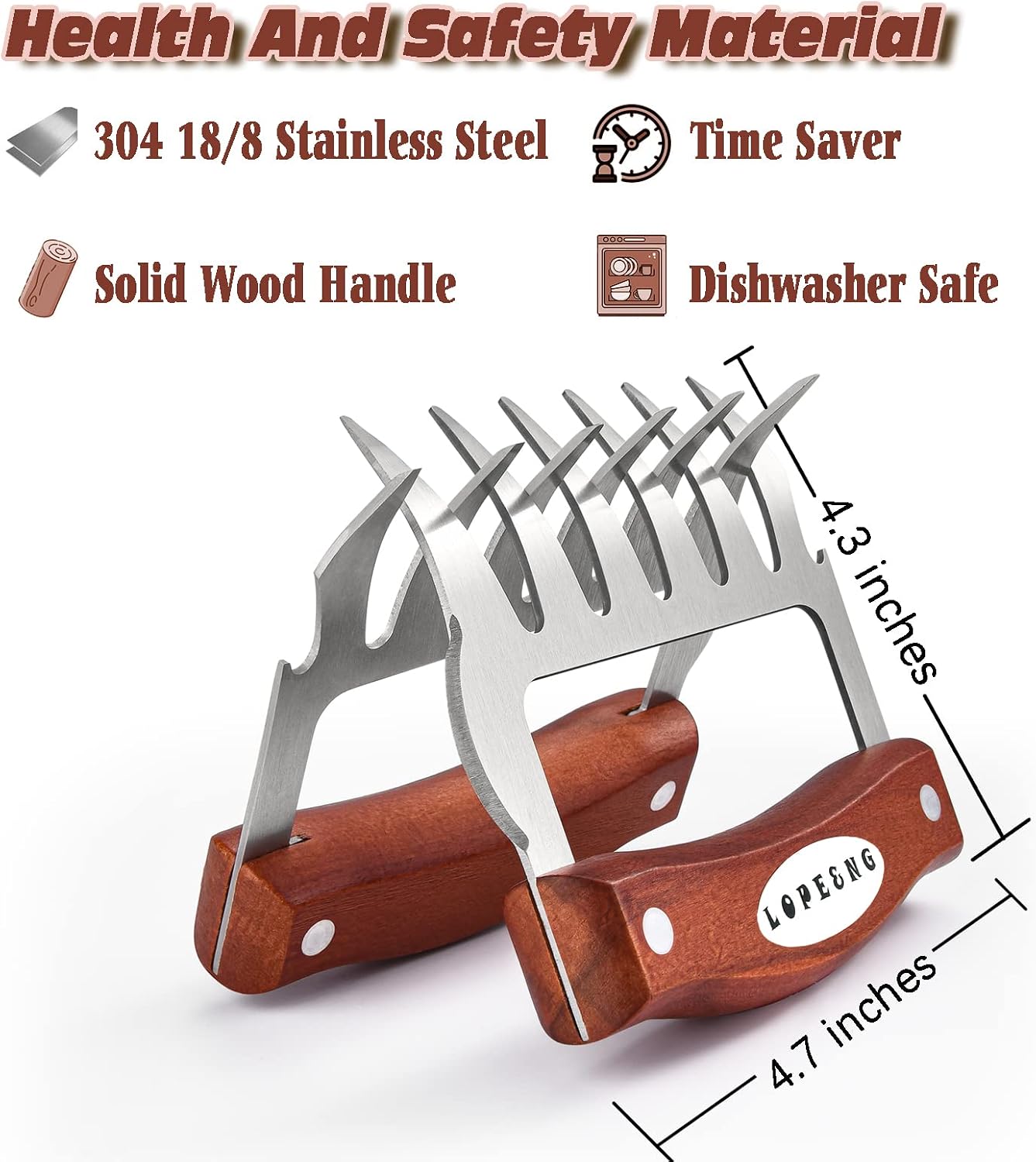 Set 2 Garras Trituradoras Carne Acero Inox Barbacoa