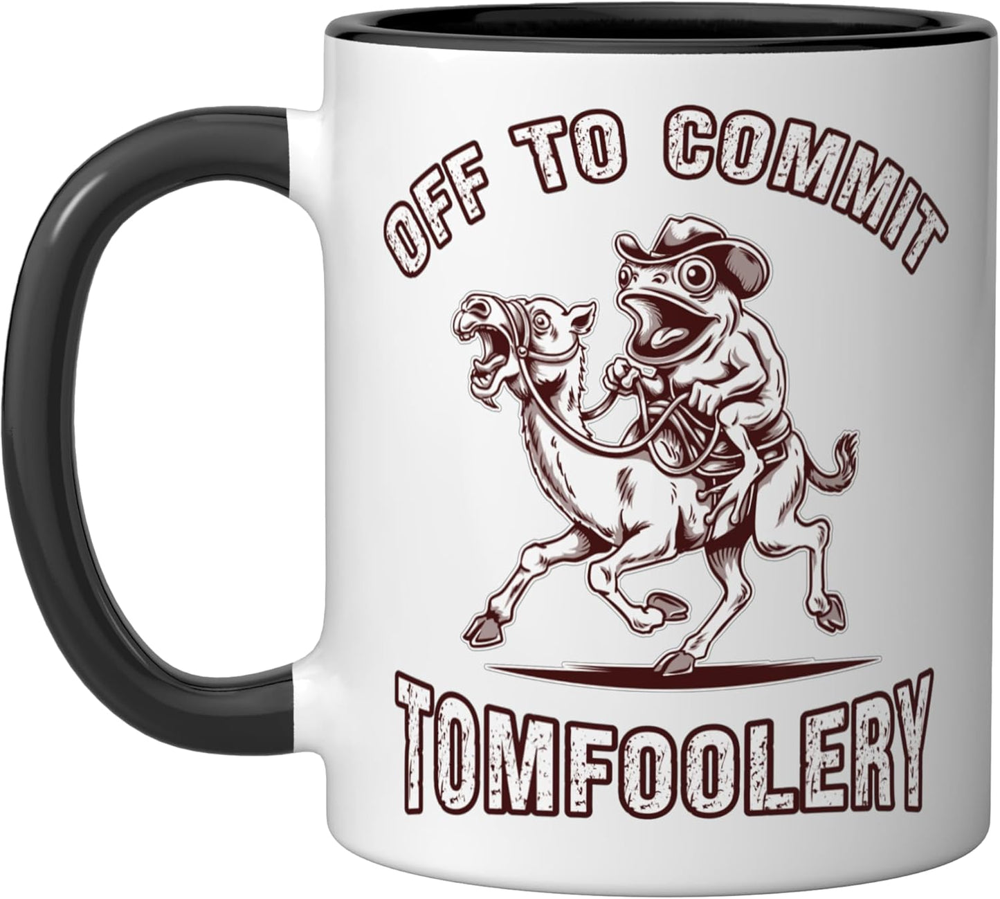 Taza cerámica Funny Cowboy Frog Meme Negro/Blanco