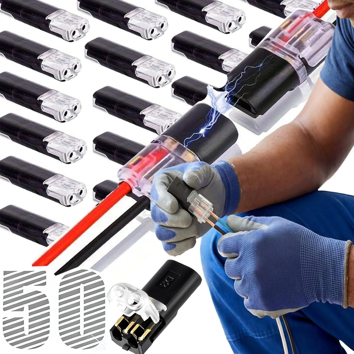 50 Conectores Doble Cable Hebilla Bloqueo Ignífugo