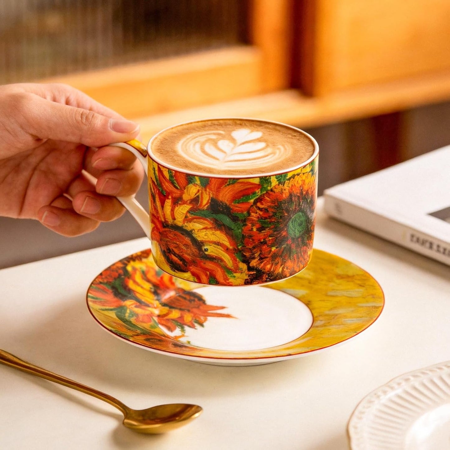 Set 2 Tazas Cerámica Expreso Apilables con Platillos
