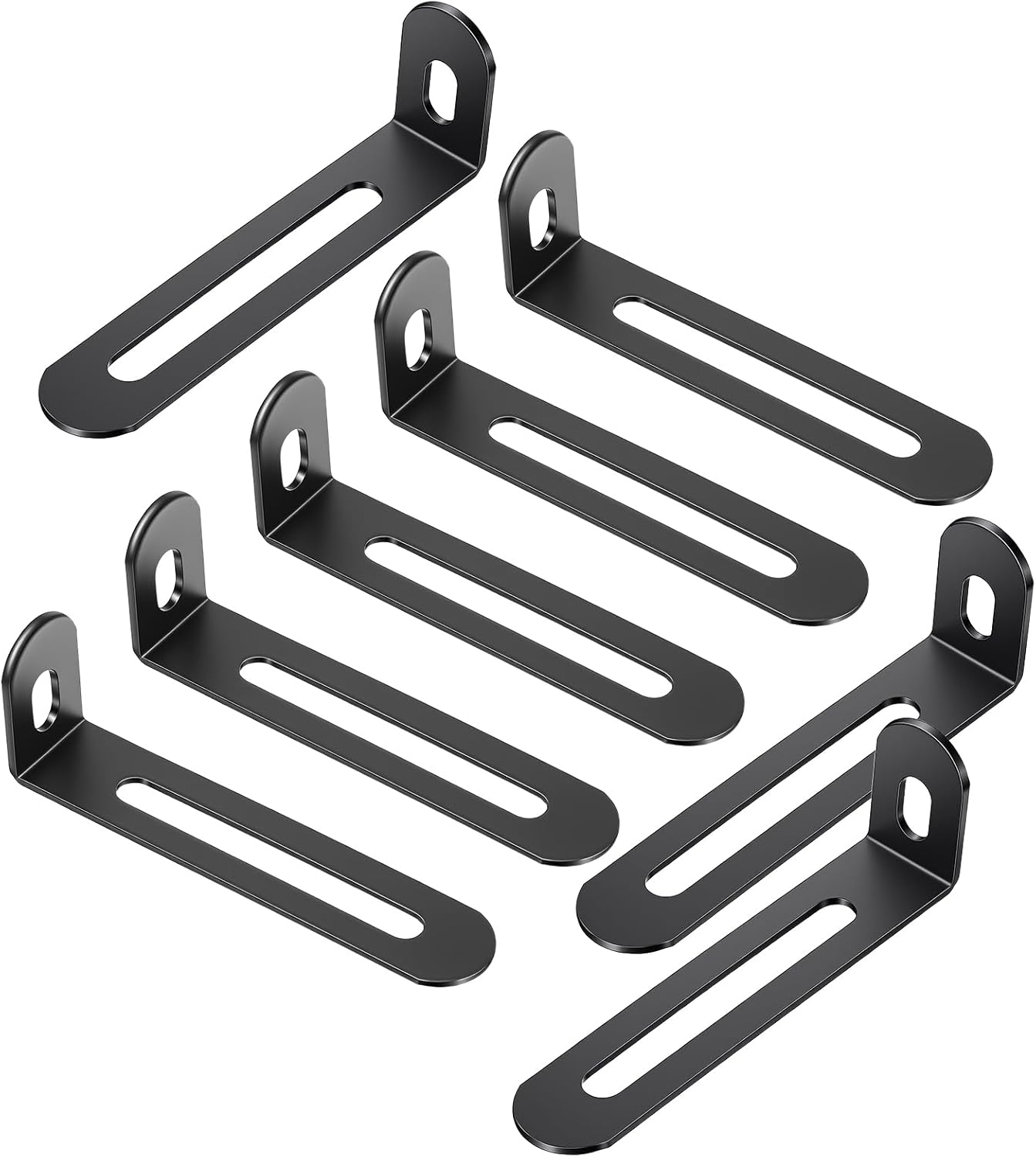 Soportes L metálicos negros ajustables 8 pzas