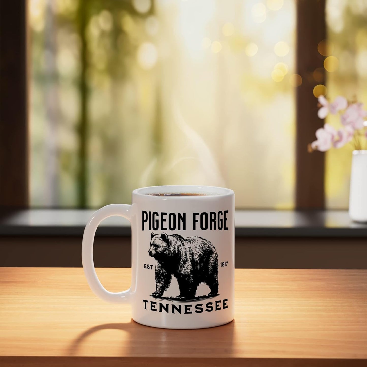 Taza cerámica Pigeon Forge blanca