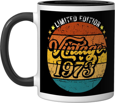 Taza cerámica vintage edición limitada 50 aniversario negro/blanco