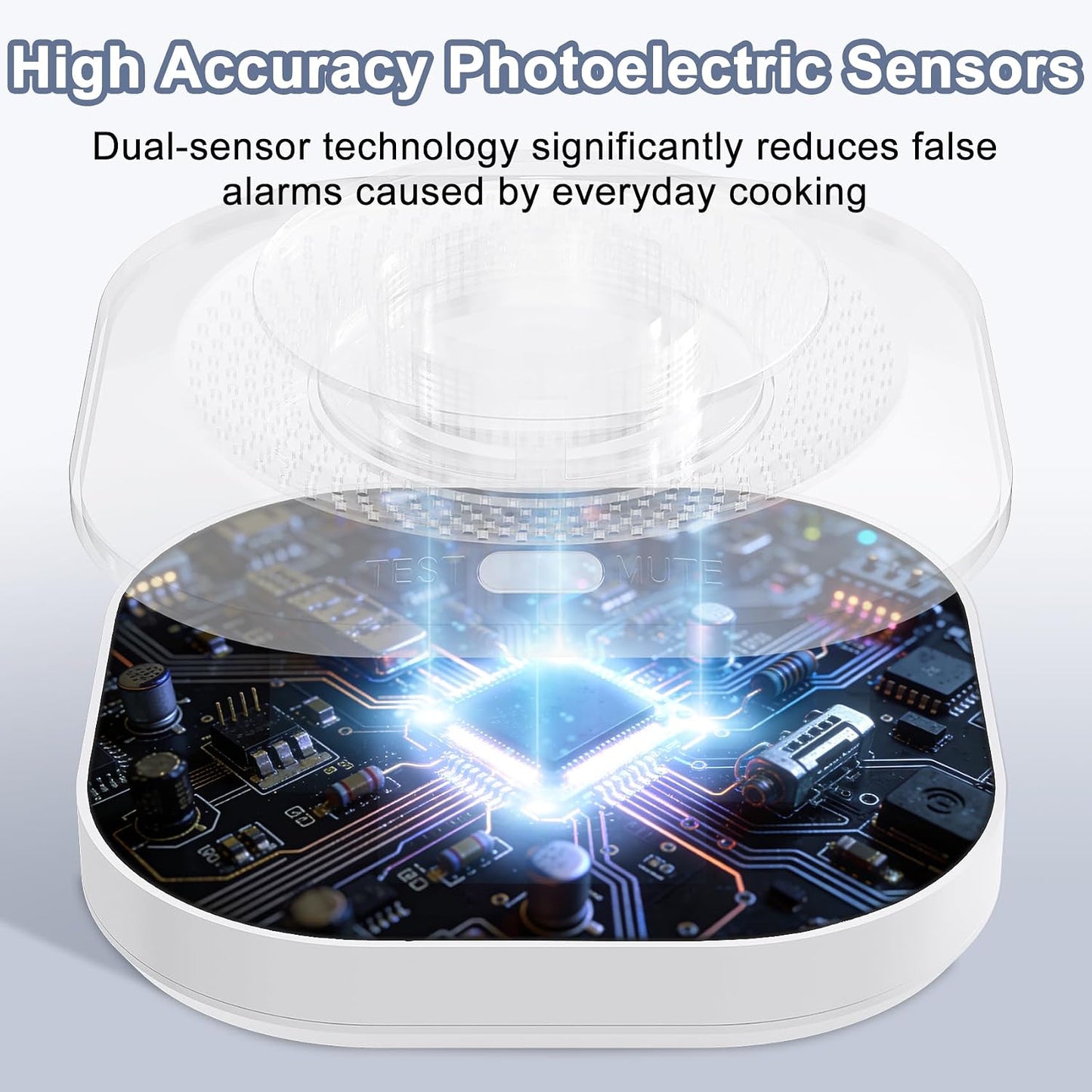 Detector humo a pilas tecnología fotoeléctrica LED 6 pzas