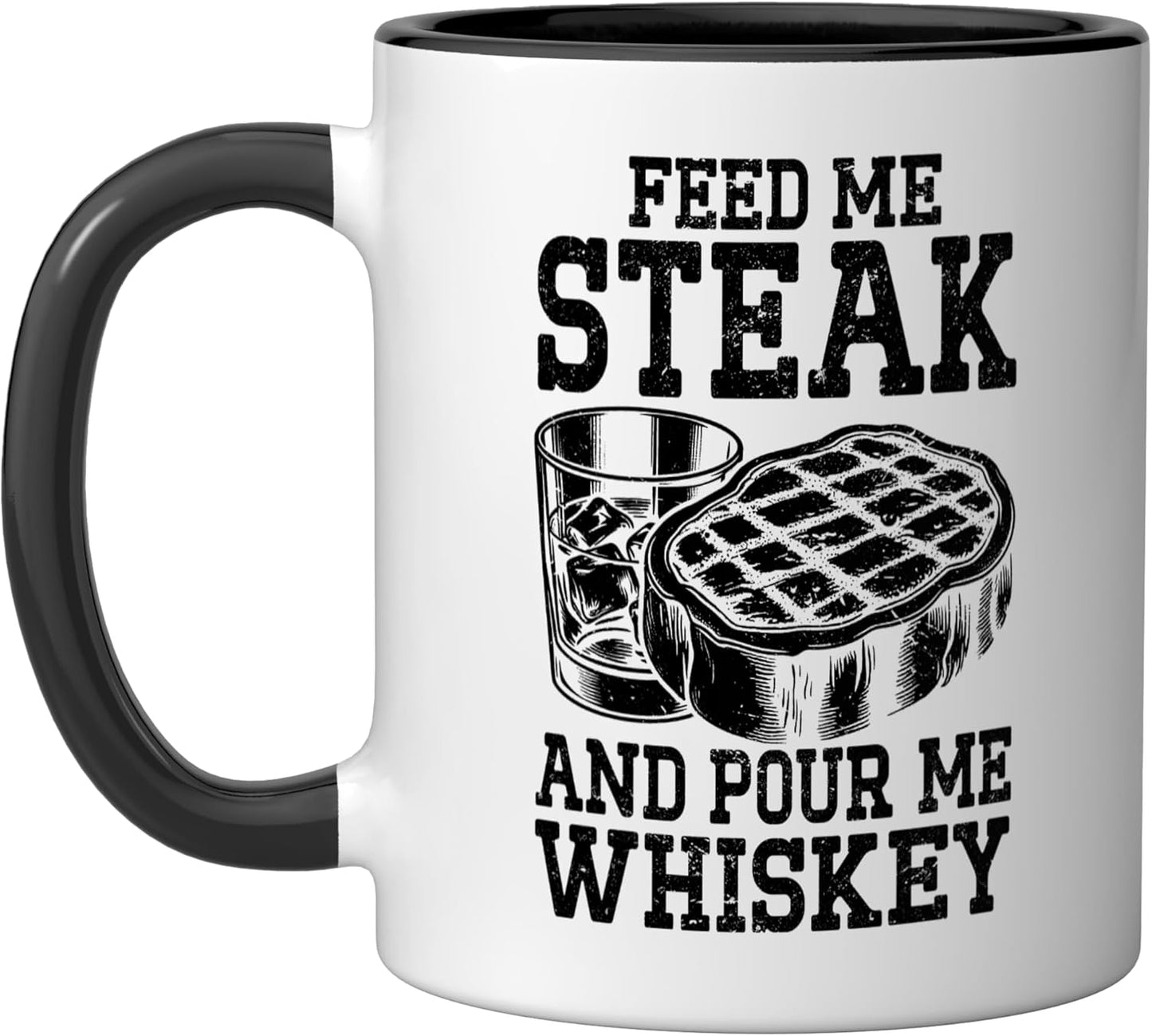 Taza cerámica para carne Funny Steak negro/blanco