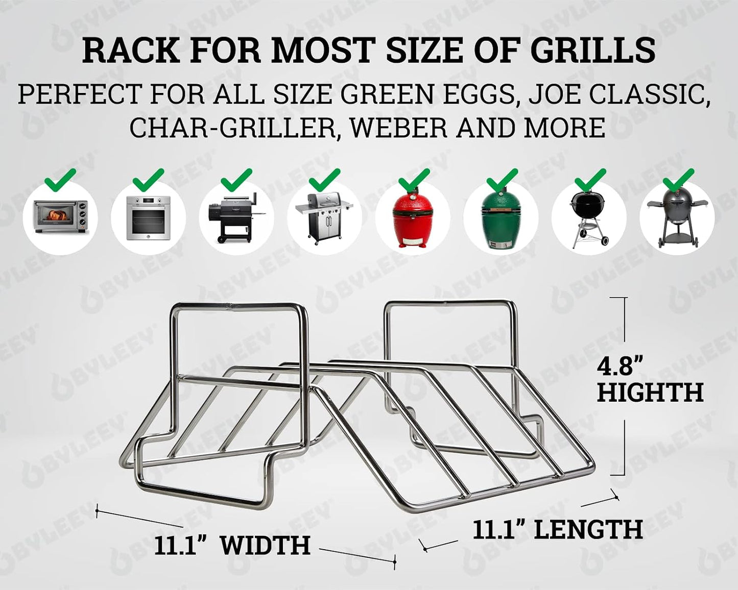 Estante acero inox para costillas y asado Green Egg