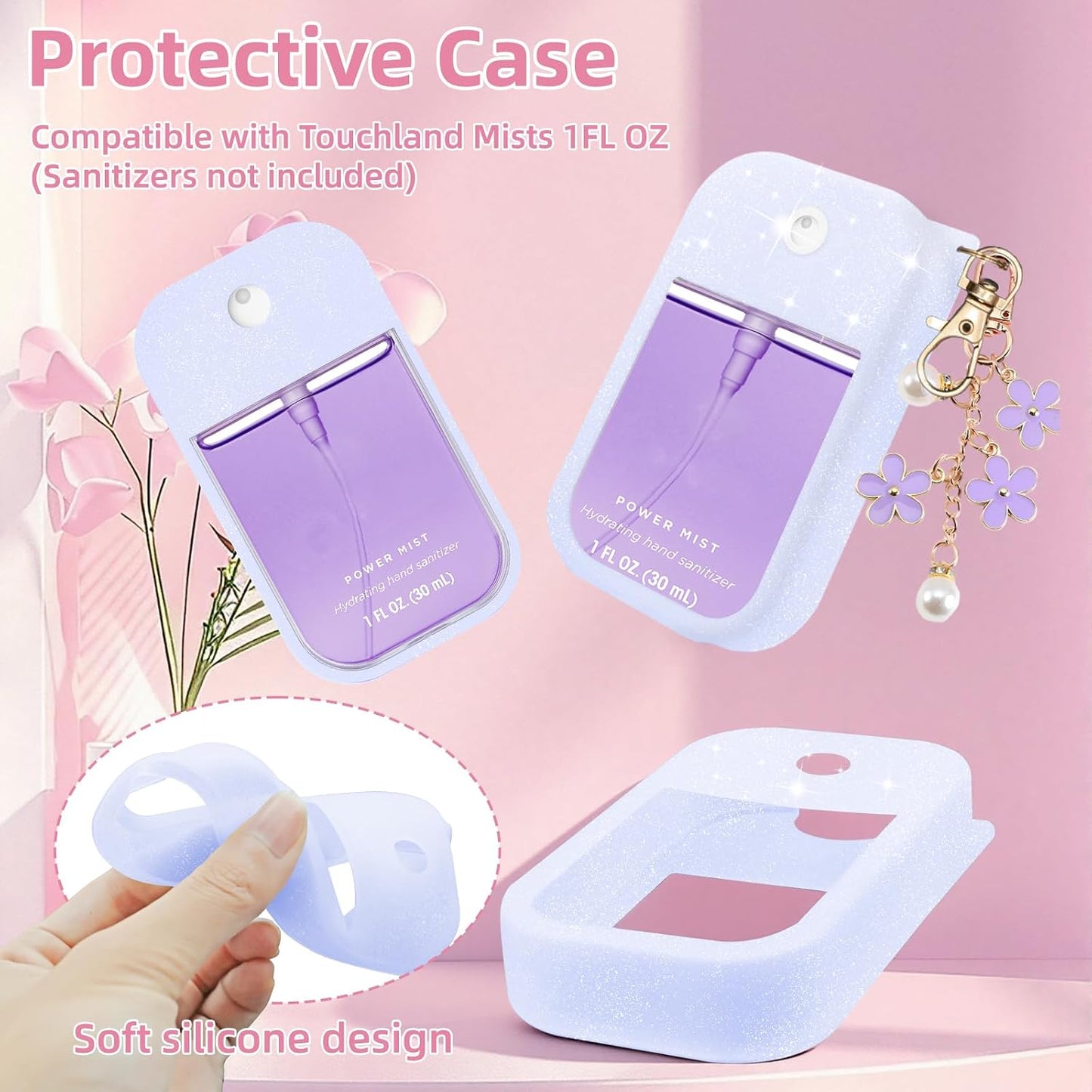 Funda spray desinfectante manos comp Touchland 1oz con llavero