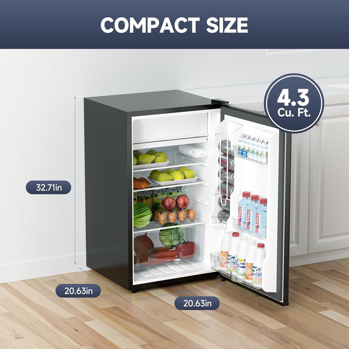 Refrigerador compacto 4.3pies cúbicos con congelador