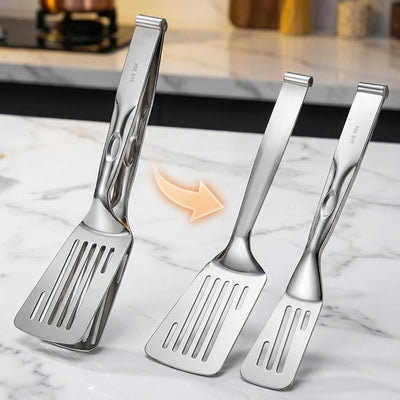 Pinzas de espátula de acero inoxidable 304 2 en 1 para cocina profesional
