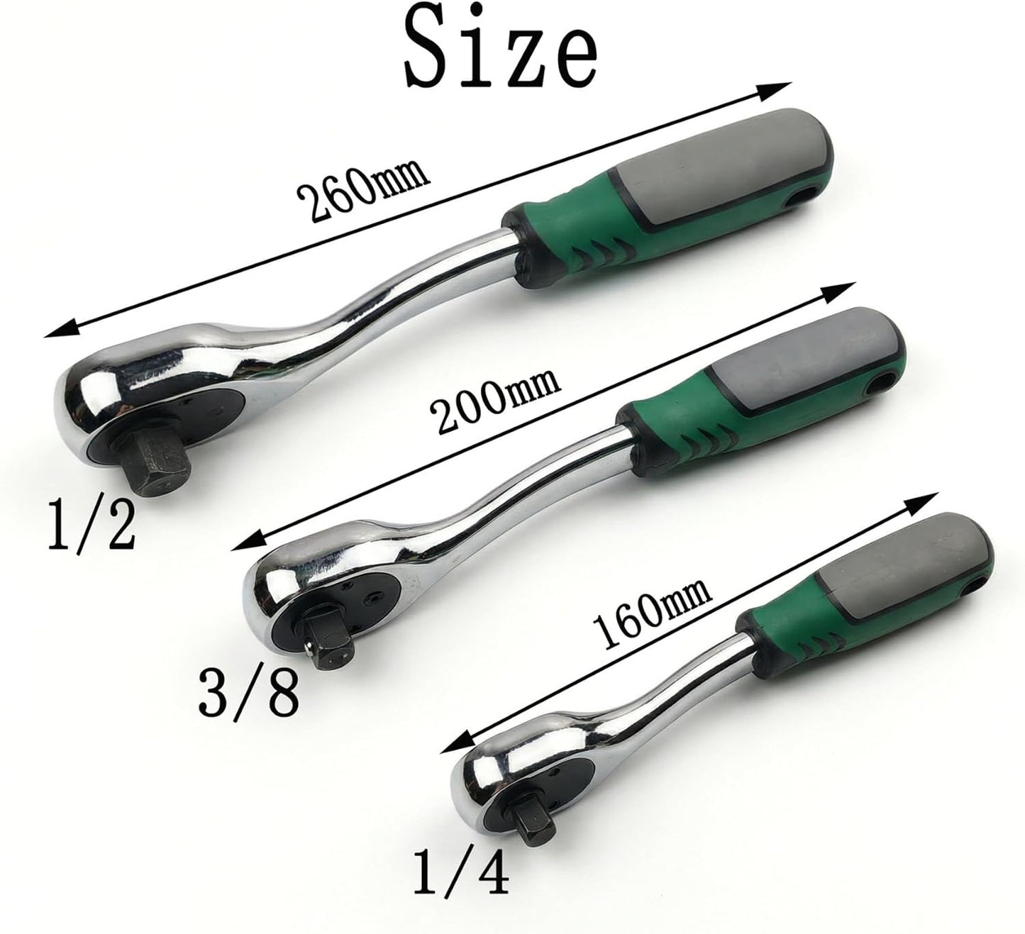 Llave trinquete 1/2-3/8-1/4 pulg 72 dientes acero CR-V