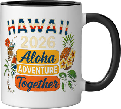 Taza Cerámica Aloha Adventure Juntos Hawái Negro/Blanco