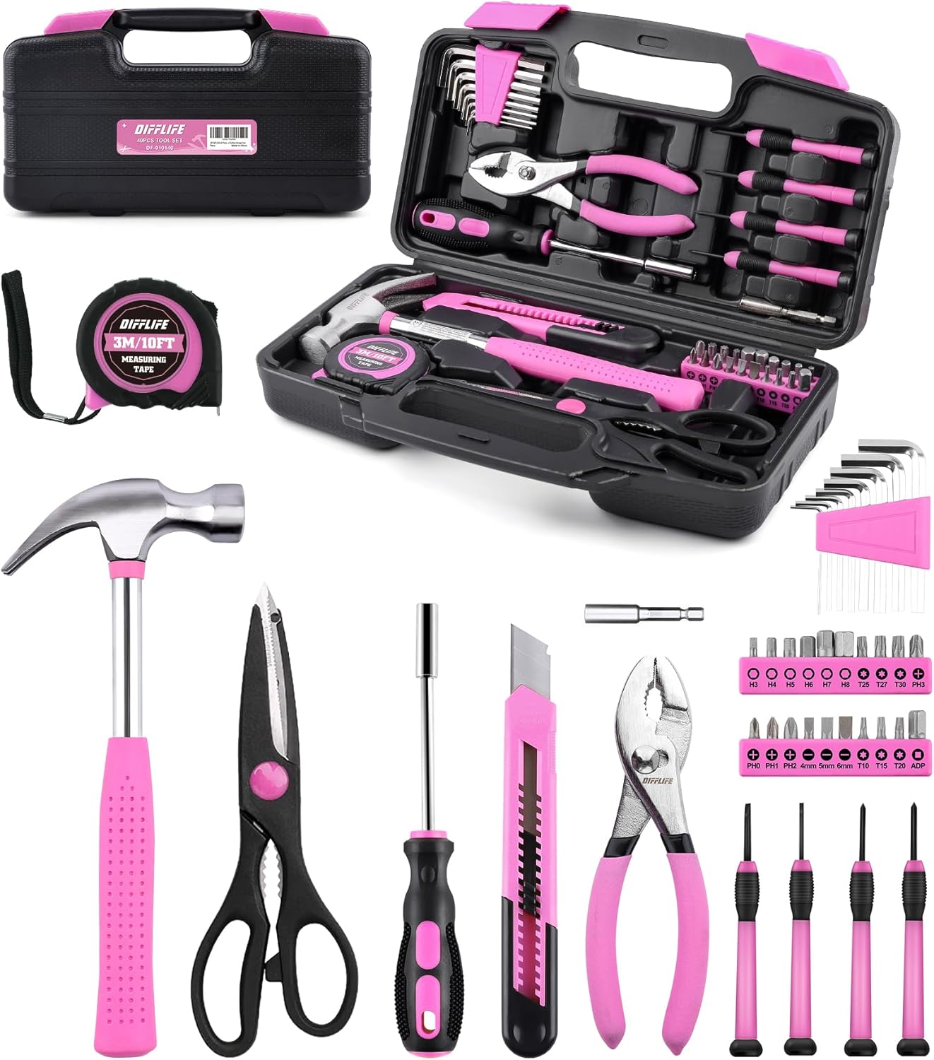 Juego 40 Pzas Herramientas Rosa Caja Plástico