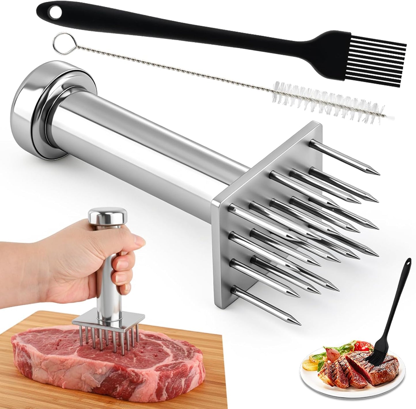 Herramienta ablandadora de carne con 18 agujas de acero inoxidable