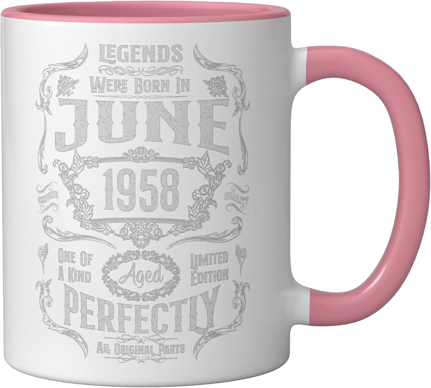 Taza Cerámica Edad de Oro 68 Años Rosa/Blanco