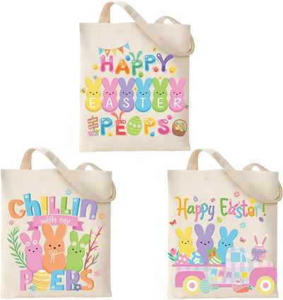 Bolsa de mano Happy Easter con asas cestas grandes de dulces reutilizables