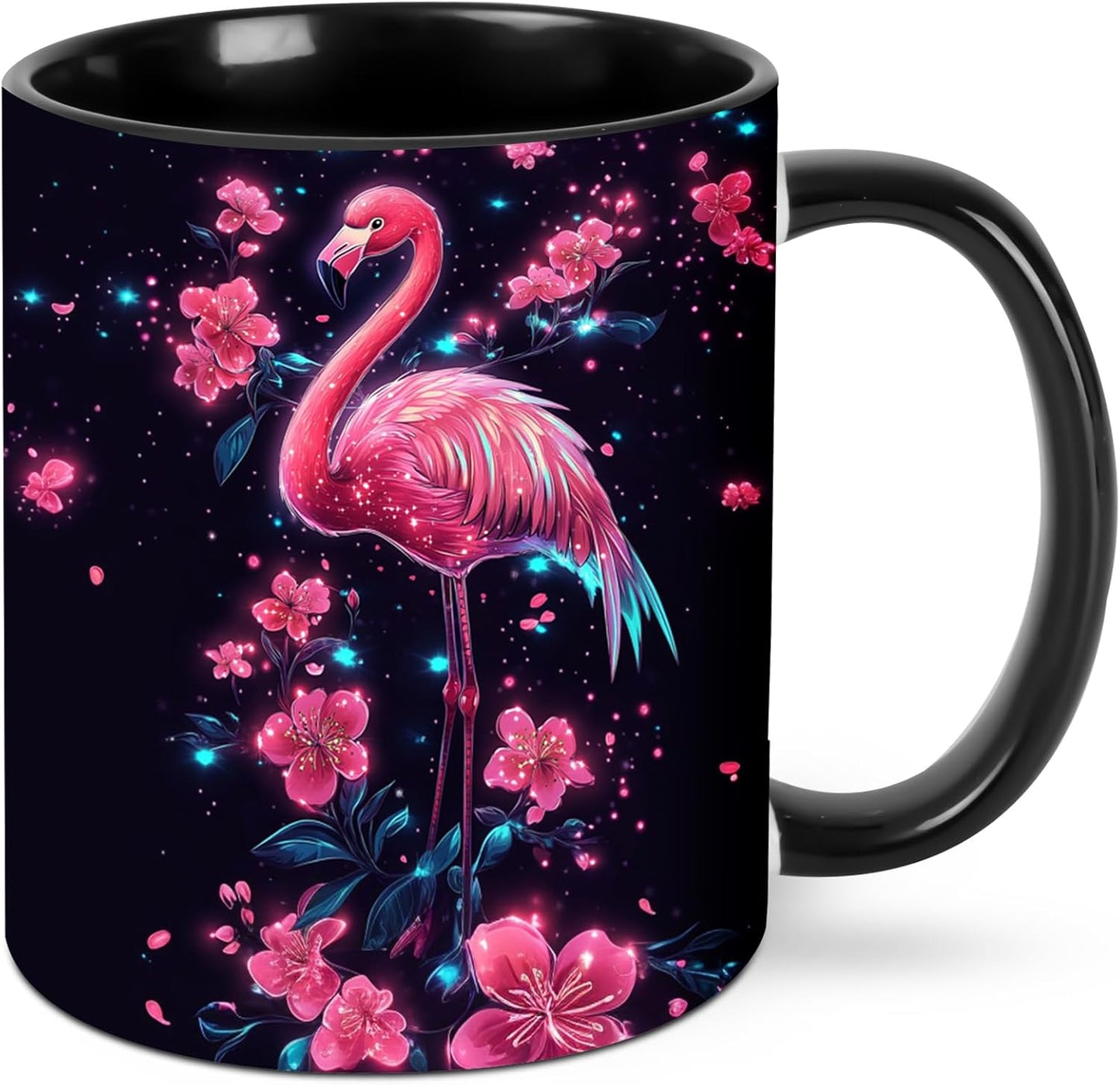 Taza de café de flamenco de cerámica, té 11 oz con asa, regalo oficina y hogar