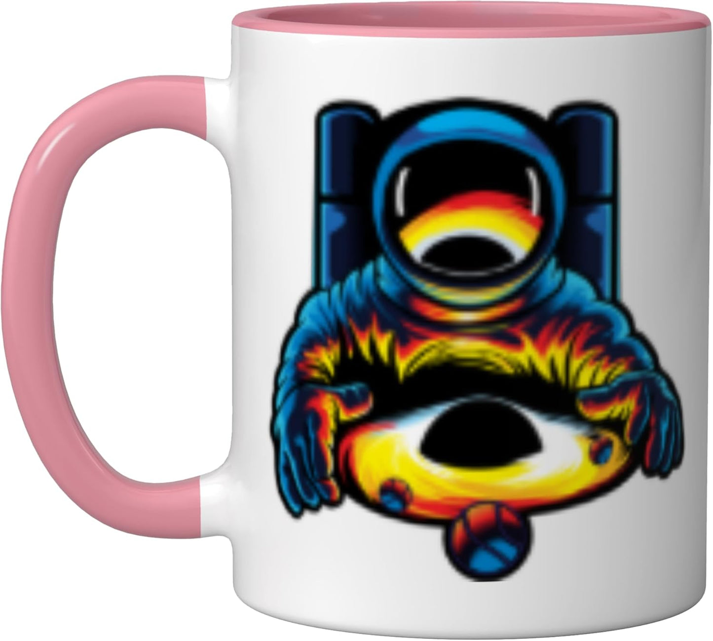 Taza Cerámica Exploración Espacial Astronautas Rosa/Blanco