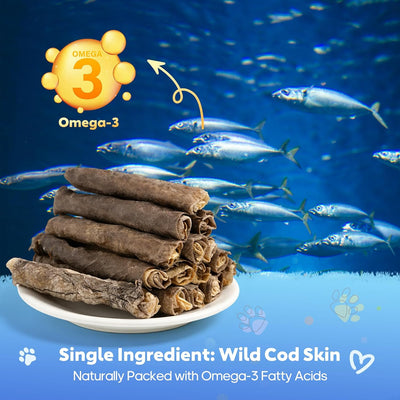 Rollos piel bacalao perros omega-3 limpieza dientes