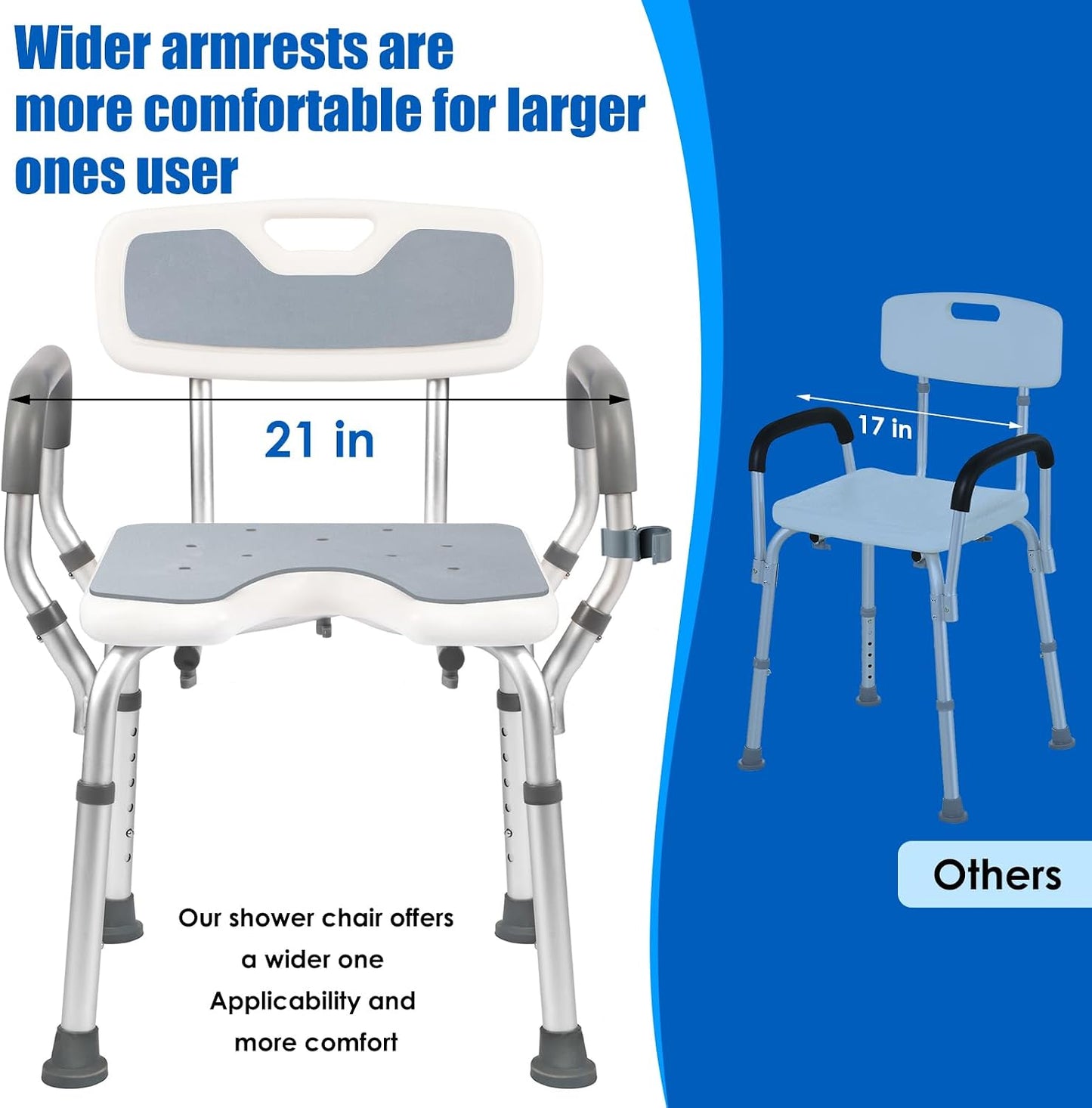 Silla ducha asiento baño 330lb 21pulg almohadillas EVA
